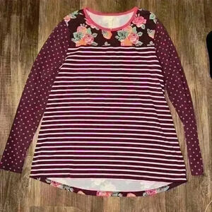 Women’s Matilda Jane Calling Bird Top Striped Floral size M